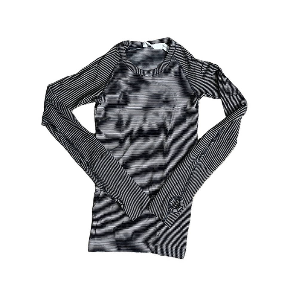 lululemon athletica Black and White Striped Long Sleeve Tee